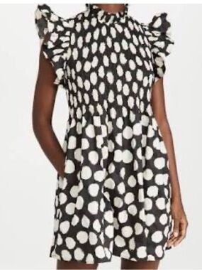 SEA Arline Polka Dot Smocked Dress